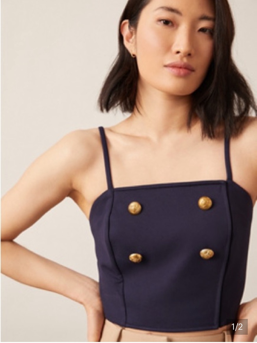 Eva Franco Anthropologie Double Breasted Corset Crop Top Ponte Trench